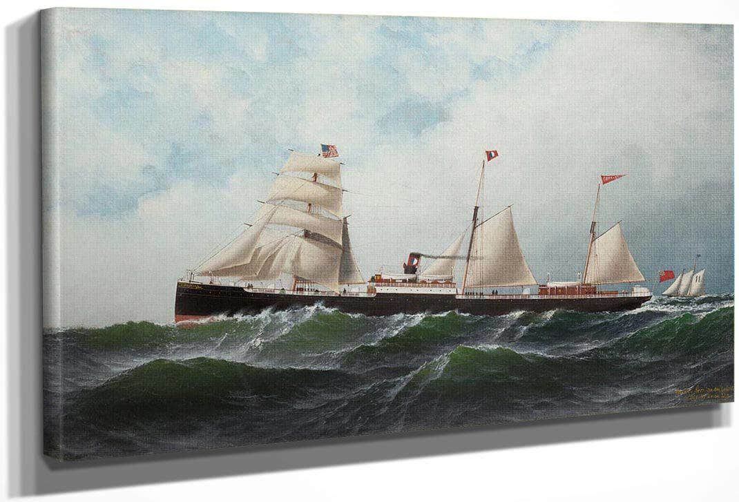 Auxiliary Steamship Somerset 1877 By Antonio Jacobsen Fine Art Print