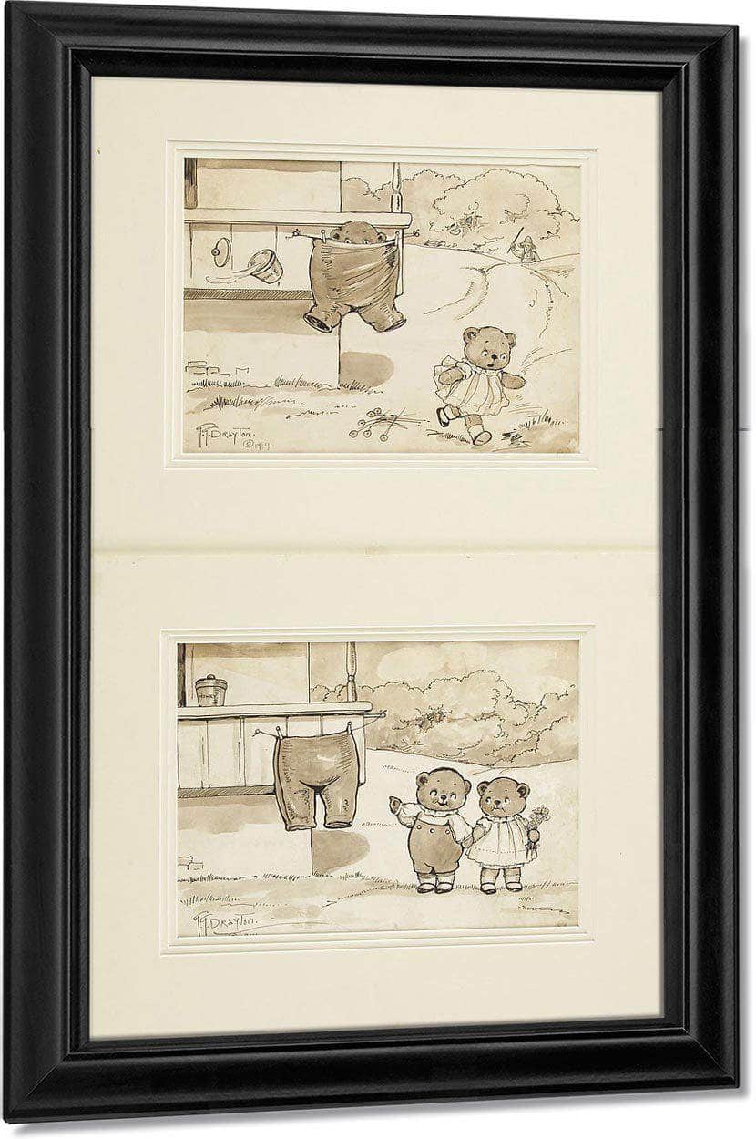 Baby Bears The Mishap 1914 By Grace G Drayton Fine Art Print
