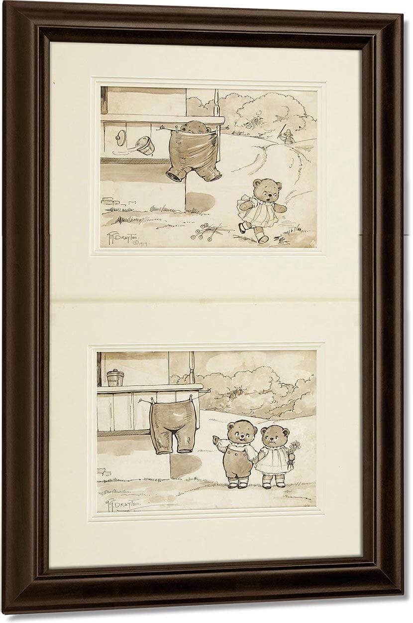 Baby Bears The Mishap 1914 By Grace G Drayton Fine Art Print