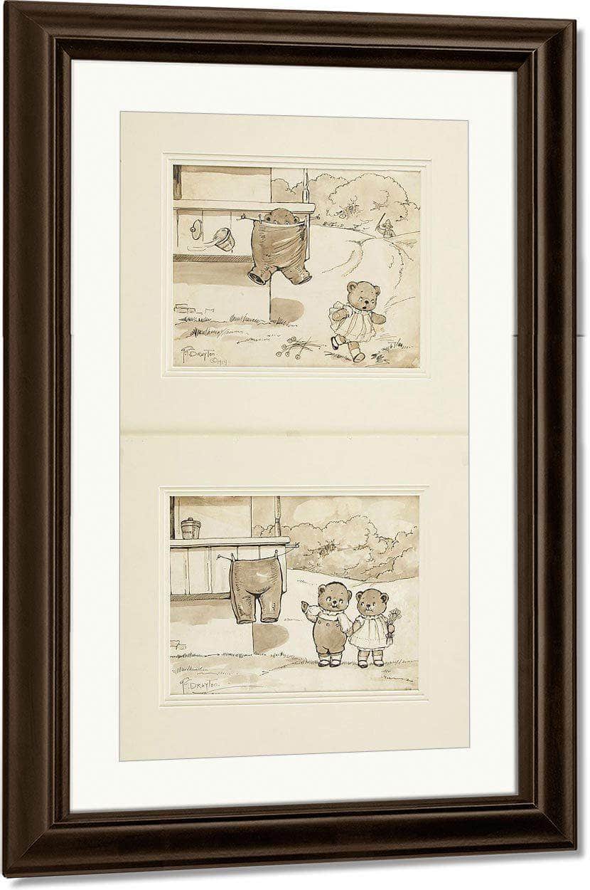 Baby Bears The Mishap 1914 By Grace G Drayton Fine Art Print