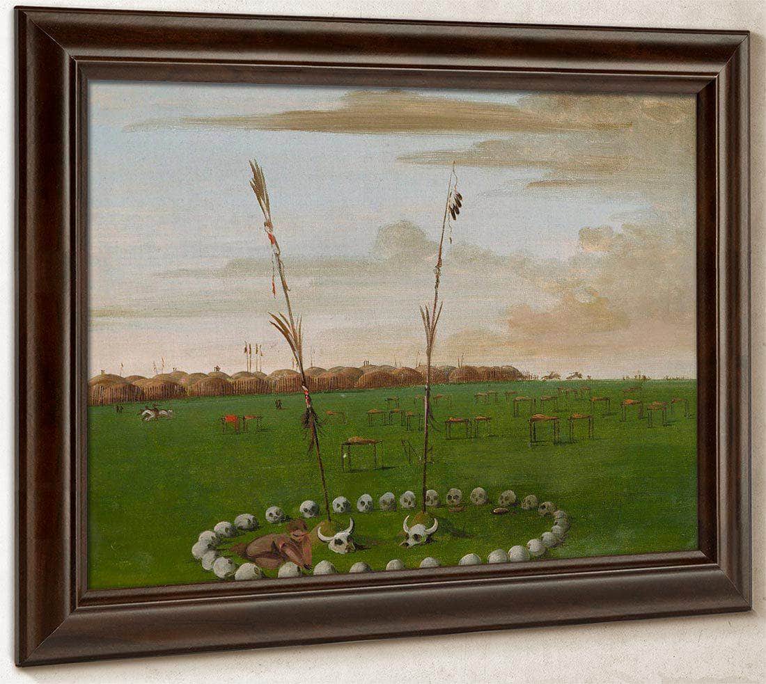 Back View Of Mandan Village, Showing The Cemetery By George Catlin Fine Art Print