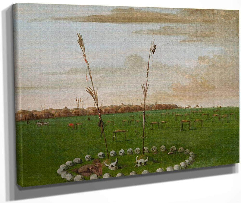 Back View Of Mandan Village, Showing The Cemetery By George Catlin Fine Art Print