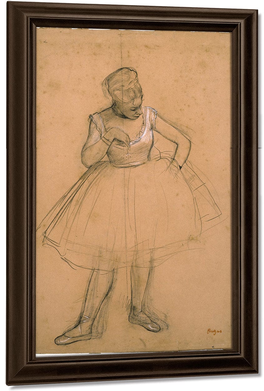 Ballet Dancer Adjusting Her Costume By Edgar Degas Fine Art Print