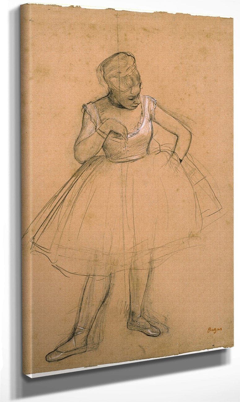 Ballet Dancer Adjusting Her Costume By Edgar Degas Fine Art Print