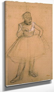 Ballet Dancer Adjusting Her Costume By Edgar Degas Fine Art Print