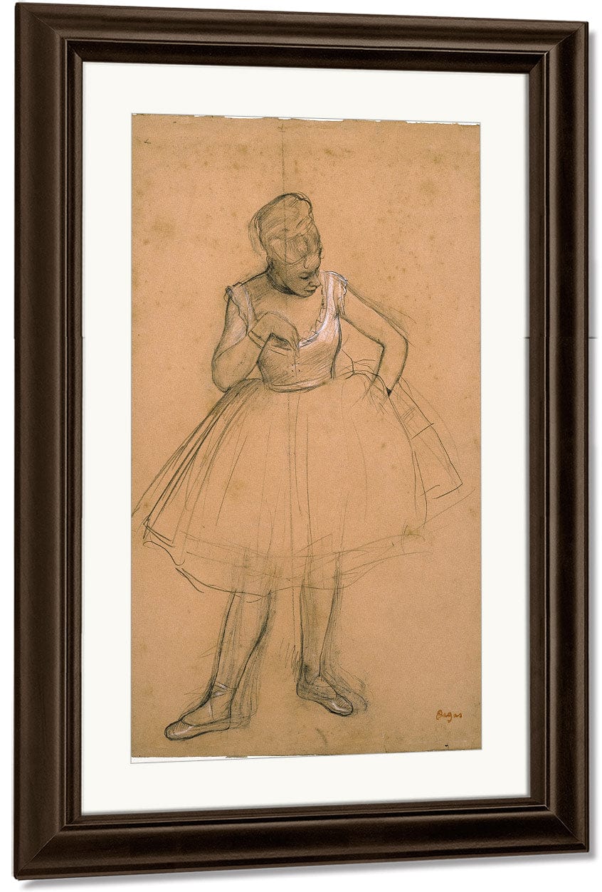Ballet Dancer Adjusting Her Costume By Edgar Degas Fine Art Print