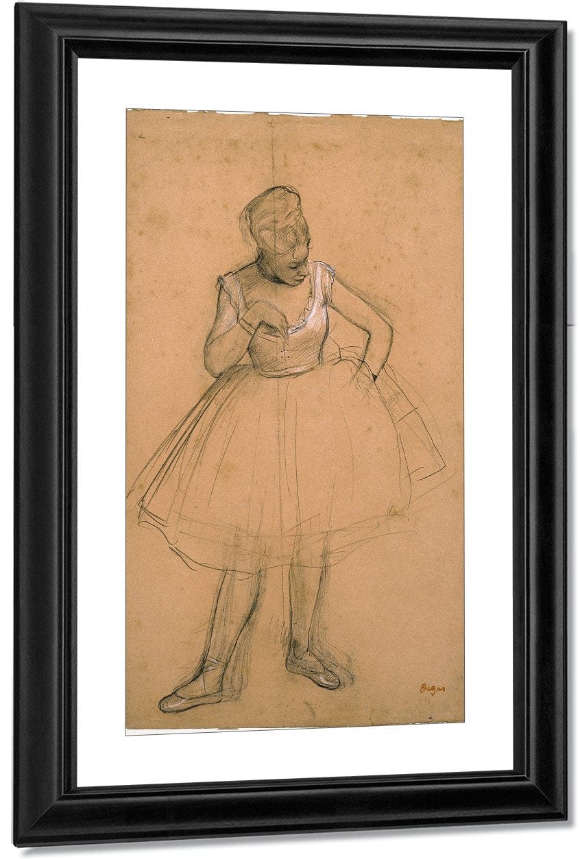 Ballet Dancer Adjusting Her Costume By Edgar Degas Fine Art Print