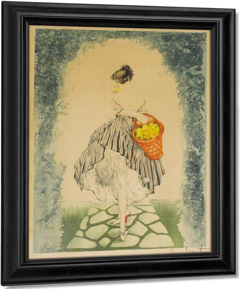 Basket Of Apples 1924 By Louis Icart Fine Art Print
