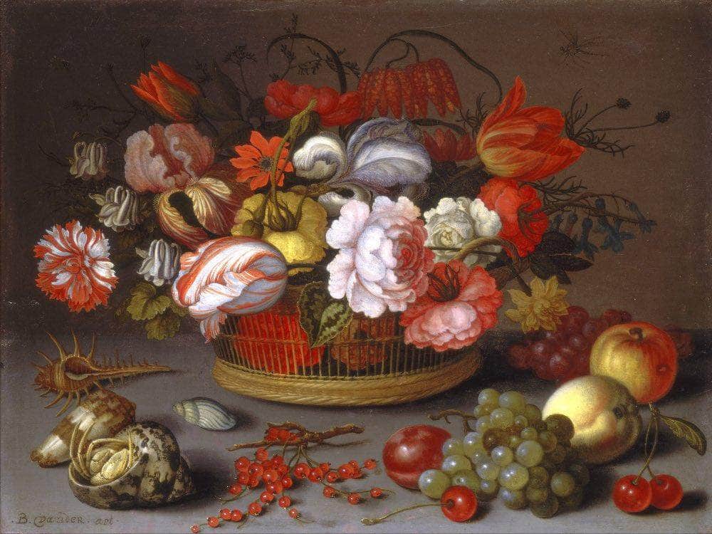Basket Of Flowers By Balthasar Van Der Ast Fine Art Print