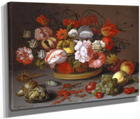 Basket Of Flowers By Balthasar Van Der Ast Fine Art Print
