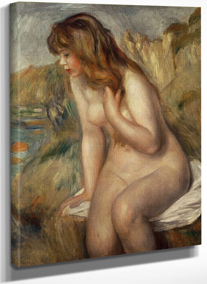 Bather Seated On A Rock By Pierre Auguste Renoir Fine Art Print