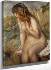 Bather Seated On A Rock By Pierre Auguste Renoir Fine Art Print