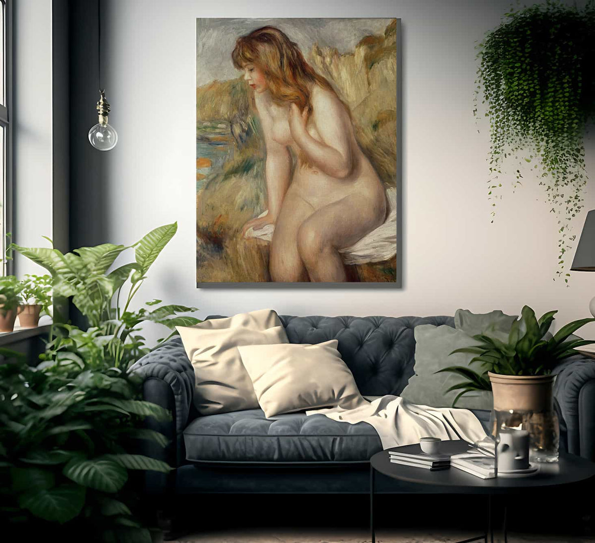 Bather Seated On A Rock By Pierre Auguste Renoir Fine Art Print