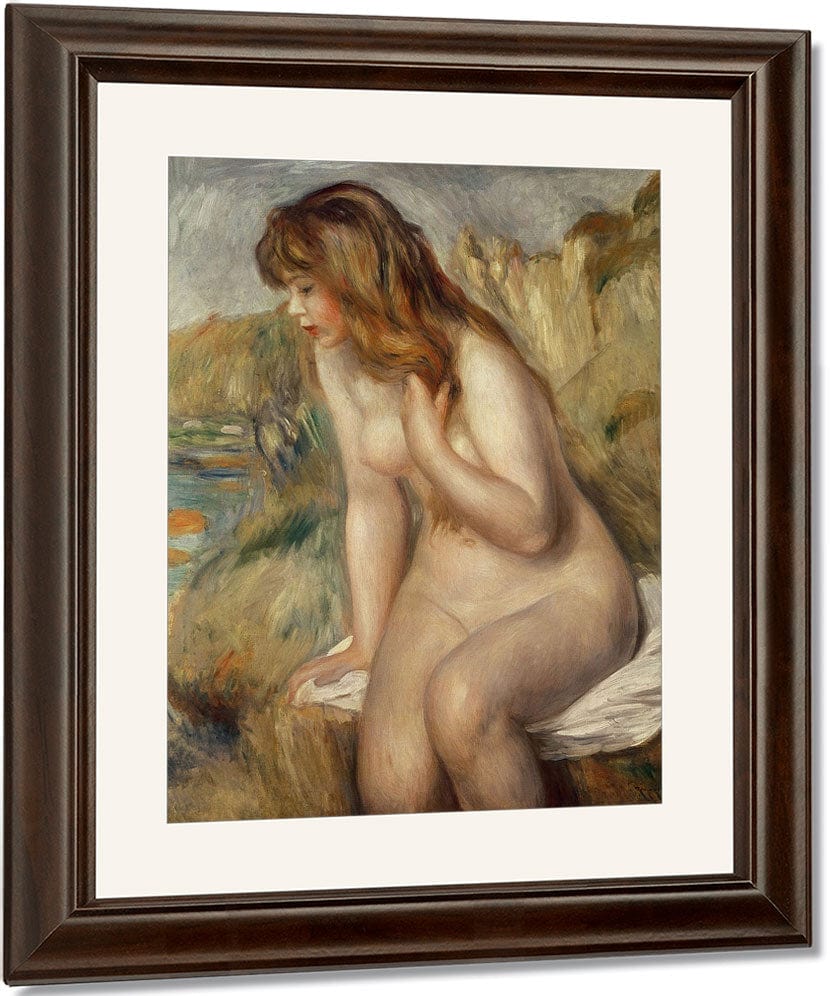 Bather Seated On A Rock By Pierre Auguste Renoir Fine Art Print
