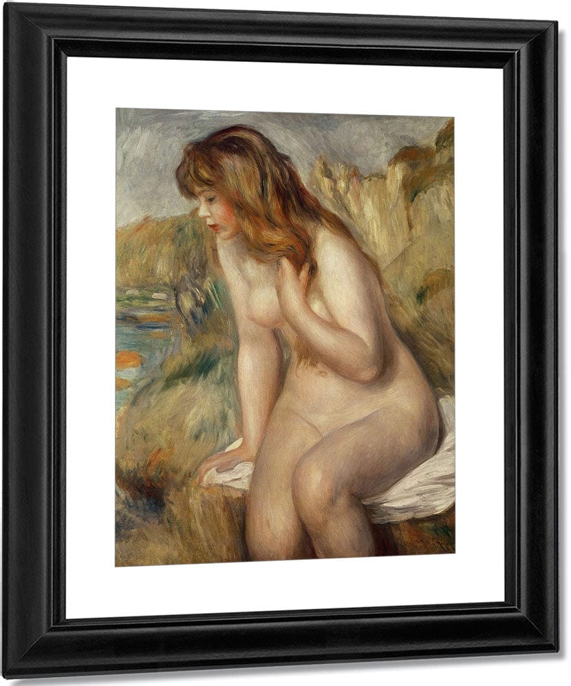 Bather Seated On A Rock By Pierre Auguste Renoir Fine Art Print
