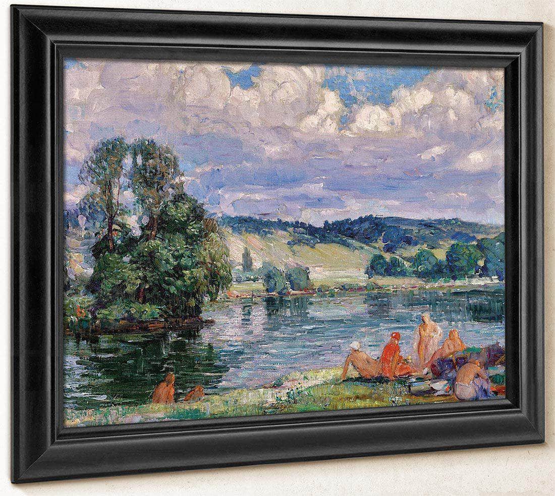 Bathers Along The Seine, Vernon, France By Joseph Kleitsch Fine Art Print
