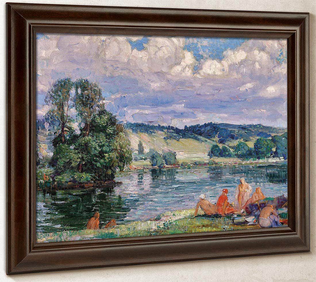 Bathers Along The Seine, Vernon, France By Joseph Kleitsch Fine Art Print