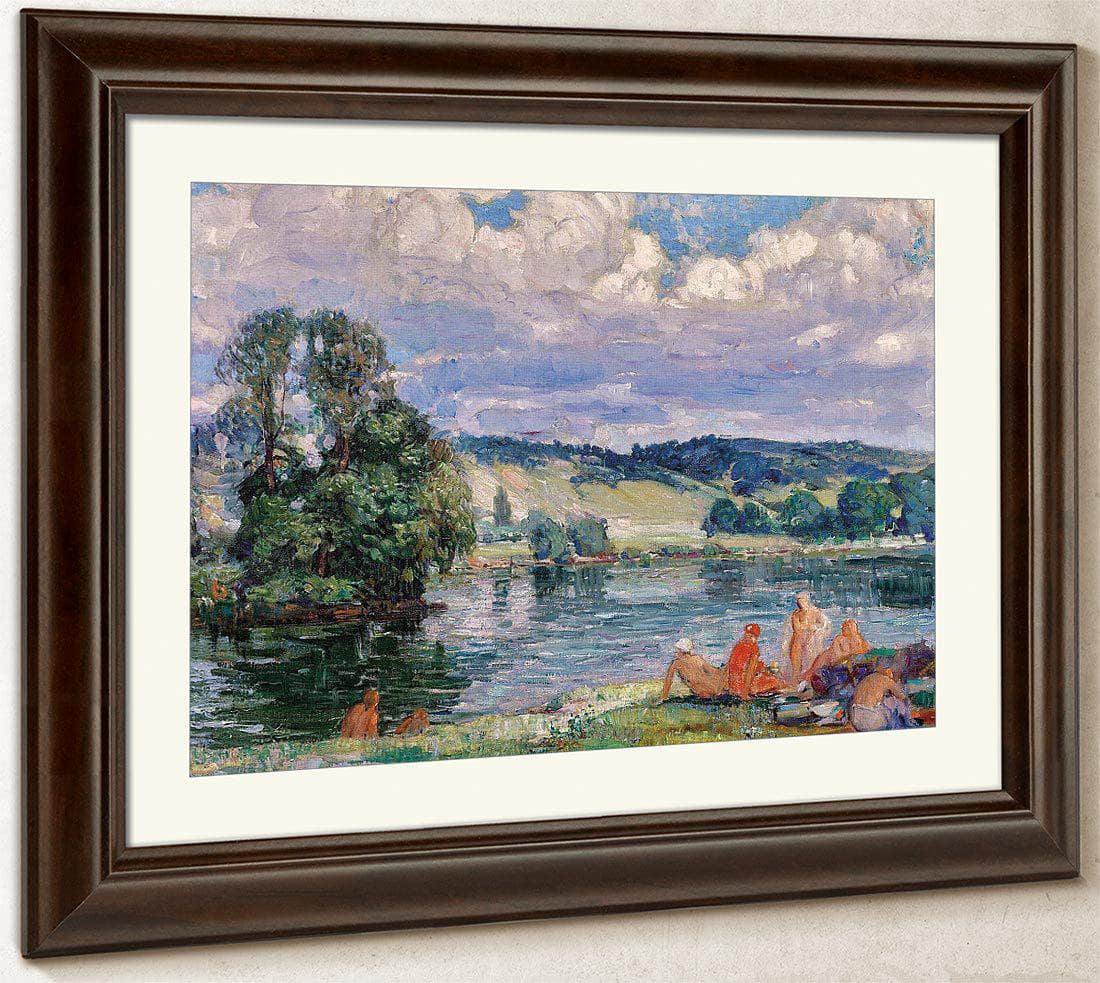 Bathers Along The Seine, Vernon, France By Joseph Kleitsch Fine Art Print