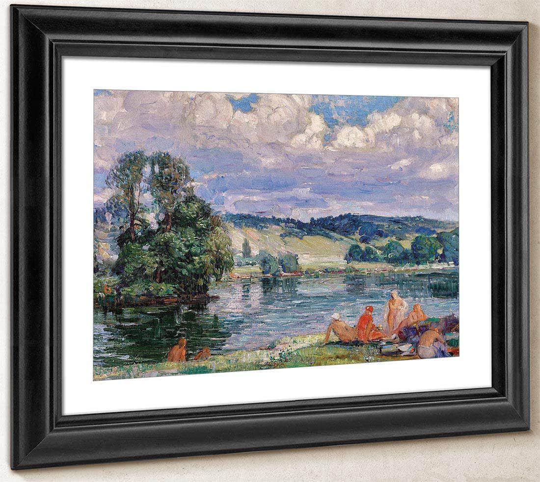 Bathers Along The Seine, Vernon, France By Joseph Kleitsch Fine Art Print