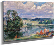 Bathers Along The Seine, Vernon, France By Joseph Kleitsch Fine Art Print