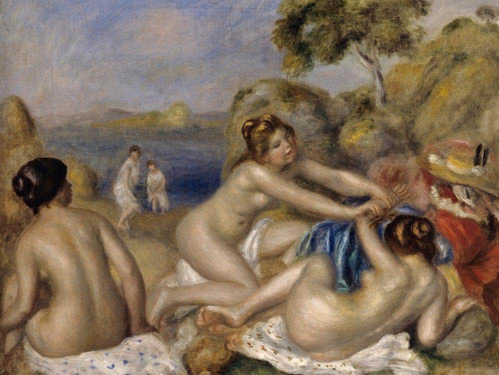 Bathers Playing With A Crab By Pierre August Renoir Fine Art Print