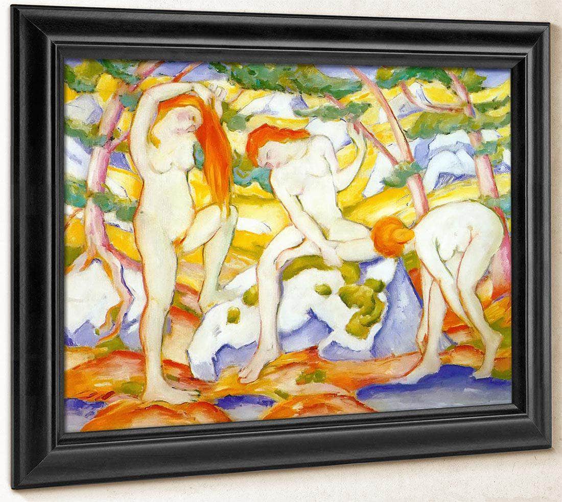 Bathing Girls By Franz Marc Fine Art Print