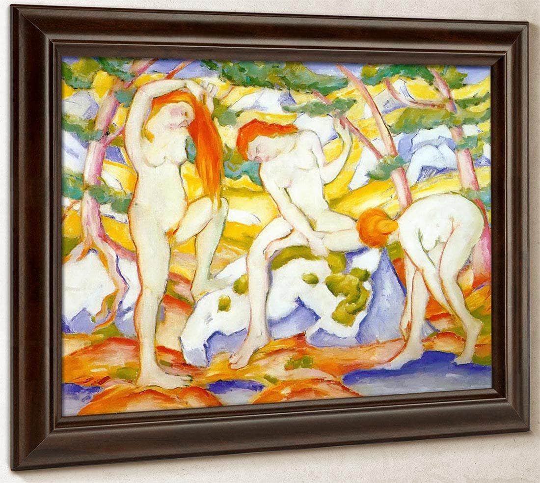 Bathing Girls By Franz Marc Fine Art Print