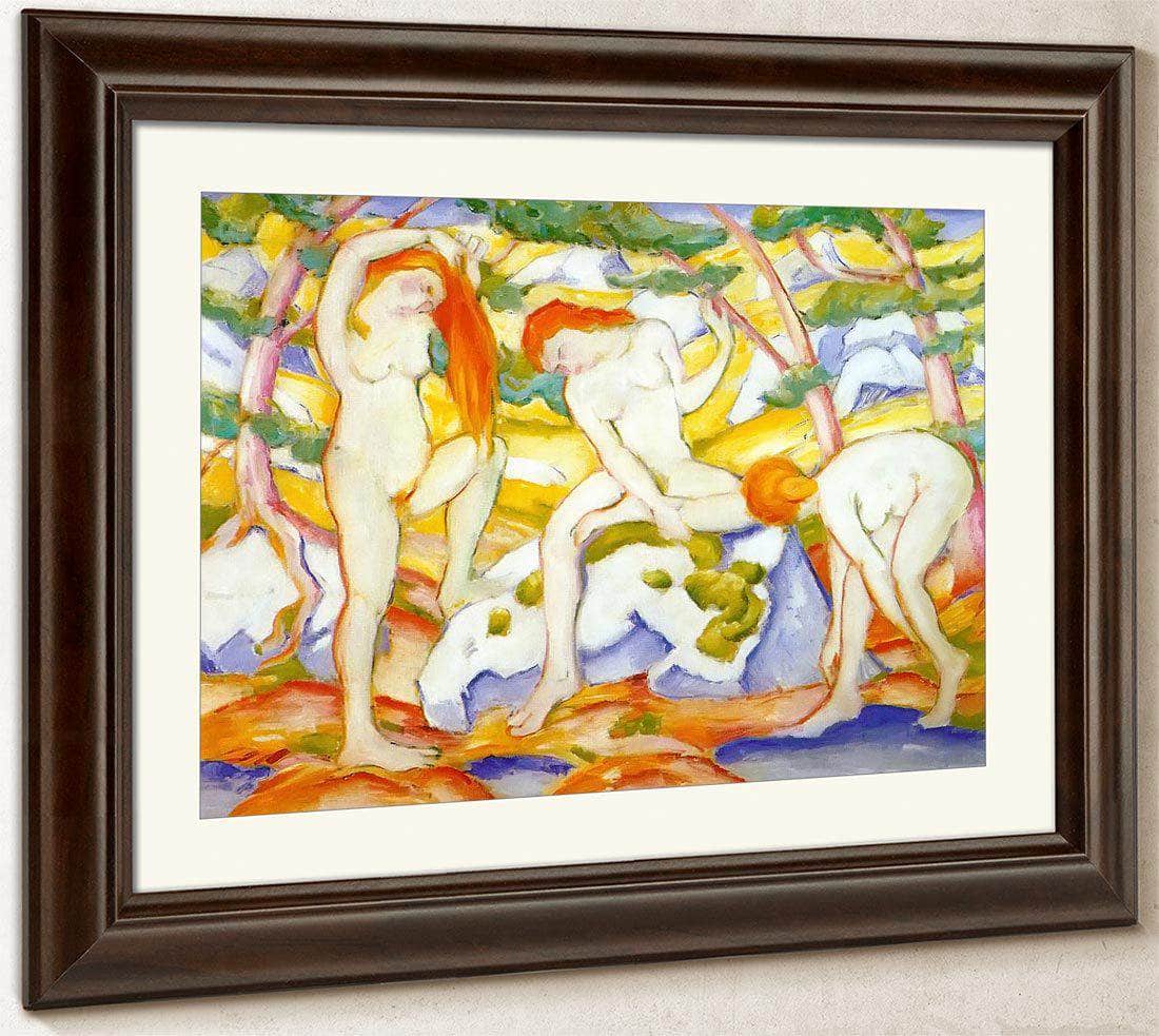 Bathing Girls By Franz Marc Fine Art Print