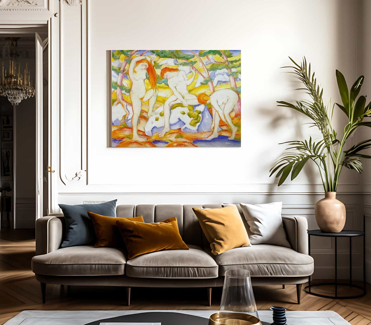 Bathing Girls By Franz Marc Fine Art Print