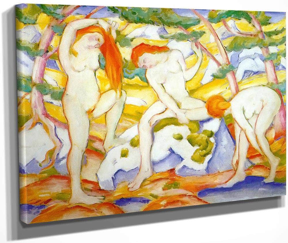 Bathing Girls By Franz Marc Fine Art Print