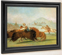 Batiste And I Running Buffalo, Mouth Of The Yellowstone By George Catlin Fine Art Print