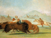 Batiste And I Running Buffalo, Mouth Of The Yellowstone By George Catlin Fine Art Print