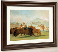 Batiste And I Running Buffalo, Mouth Of The Yellowstone By George Catlin Fine Art Print
