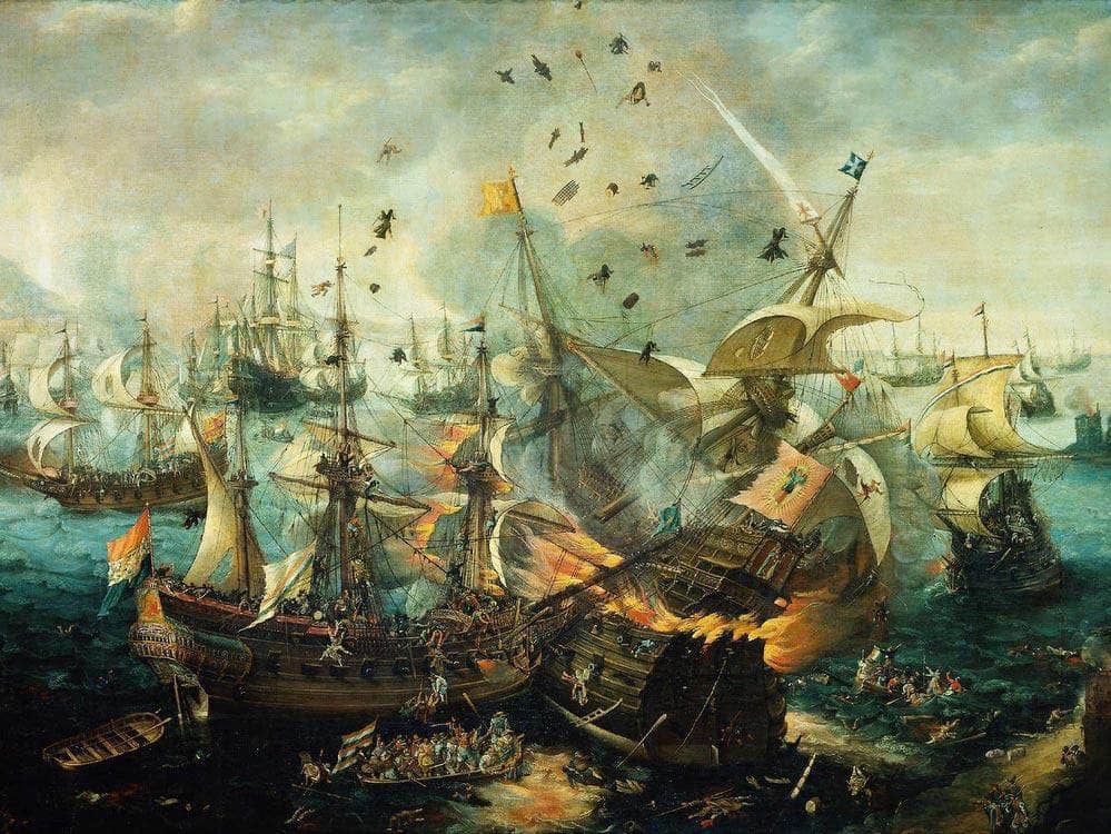 Battle Of Gibraltar 1607 By Cornelis Claesz Van Wieringen Fine Art Print