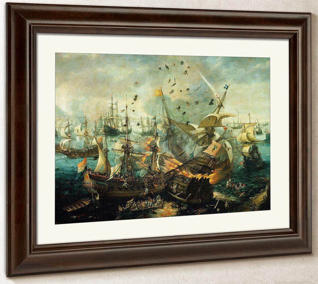 Battle Of Gibraltar 1607 By Cornelis Claesz Van Wieringen Fine Art Print