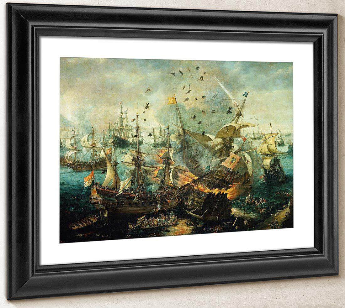 Battle Of Gibraltar 1607 By Cornelis Claesz Van Wieringen Fine Art Print