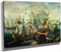 Battle Of Gibraltar 1607 By Cornelis Claesz Van Wieringen Fine Art Print
