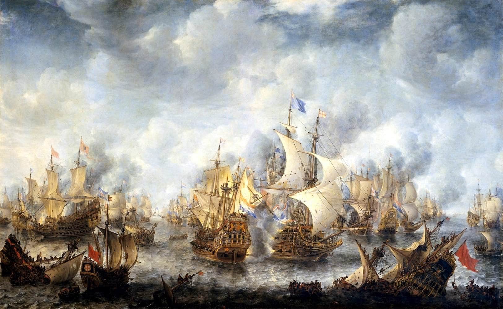 Battle Of Scheveningen Painting Jan Abrahamsz Beerstraaten Canvas Art Fine Art Print