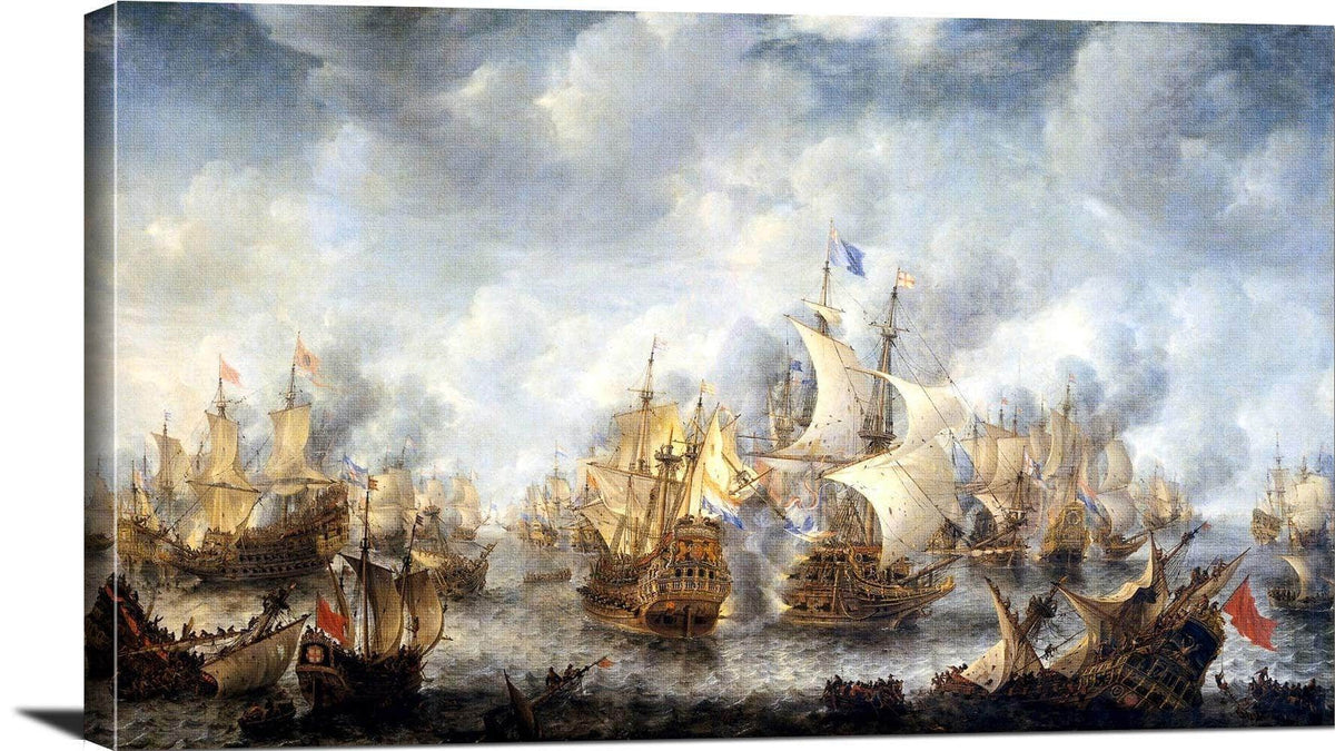 Battle Of Scheveningen Painting Jan Abrahamsz Beerstraaten Canvas Art Fine Art Print