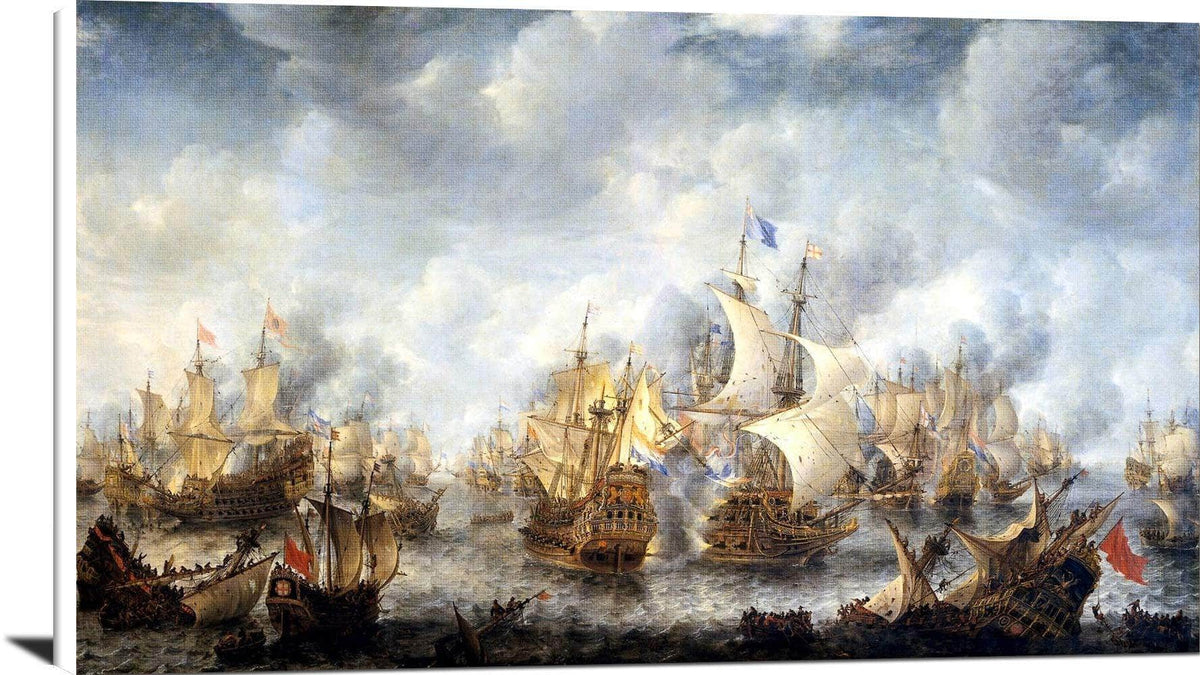 Battle Of Scheveningen Painting Jan Abrahamsz Beerstraaten Canvas Art Fine Art Print