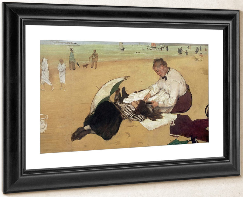 Beach Scene Little Girl Having Her Hair Combed By Her Nanny By Edgar Degas Fine Art Print