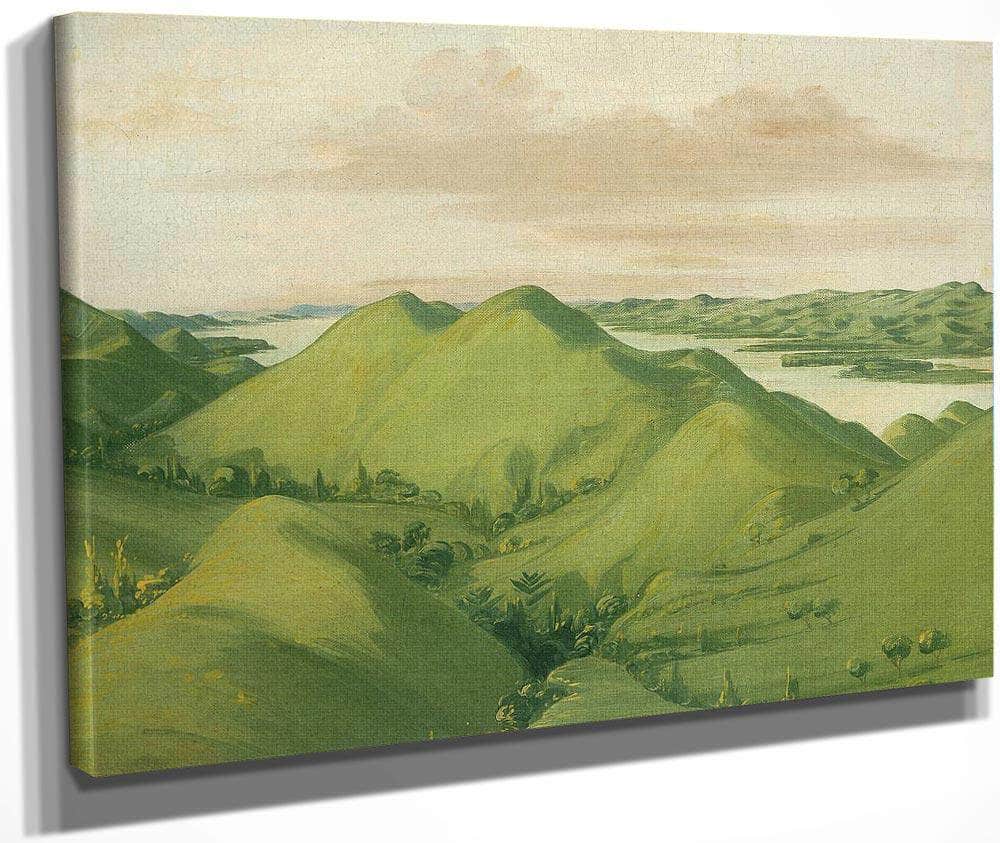 Beautiful Grassy Bluffs, 110 Miles Above St. Louis By George Catlin Fine Art Print