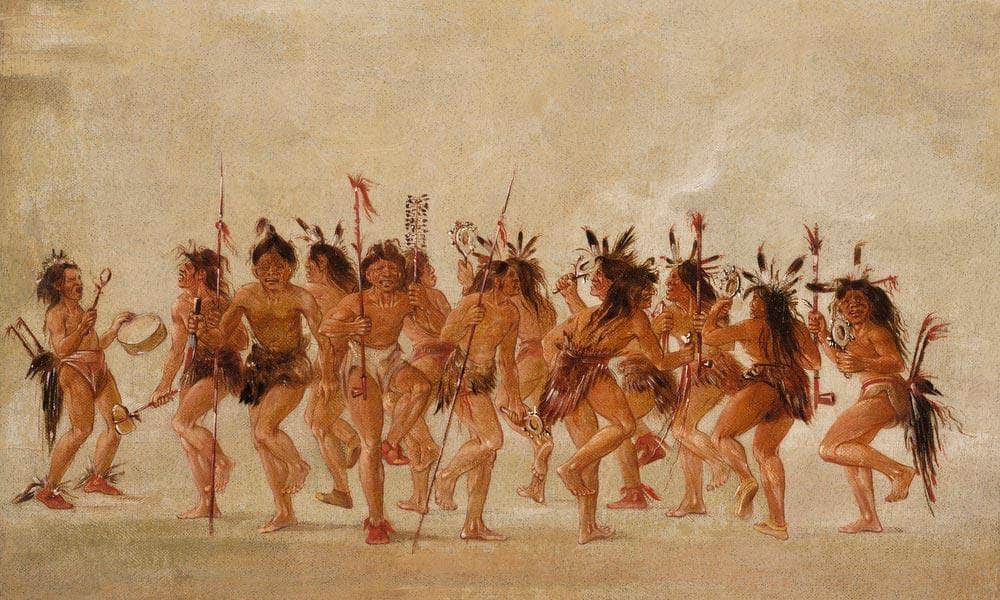 Beggar's Dance, Mouth Of Teton River By George Catlin Fine Art Print