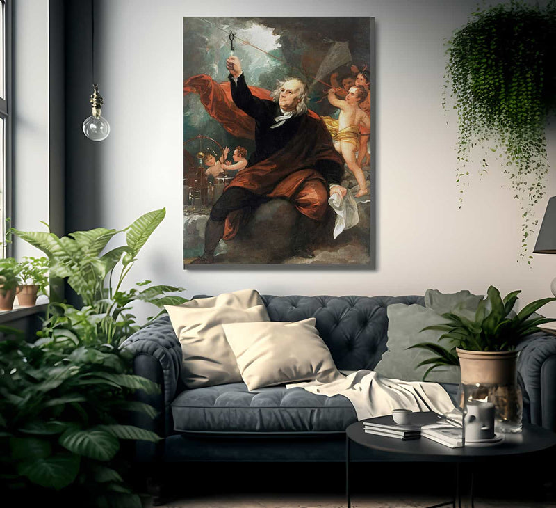 Benjamin Franklin Drawing Electricity From The Sky By Benjamin West Fine Art Print