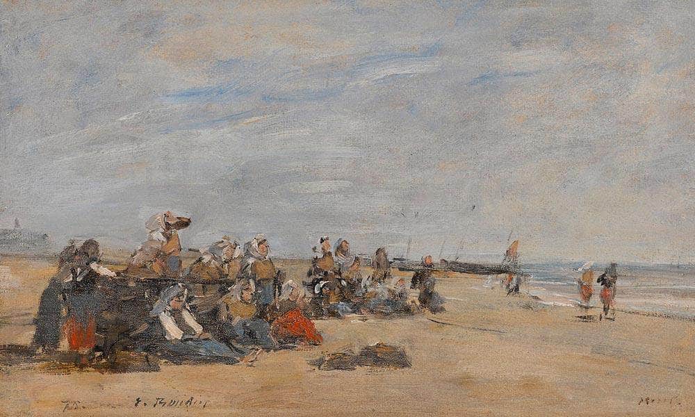 Berck, Groupe De Pecheuses Assises Sur La Gräve By Robert Reid Fine Art Print