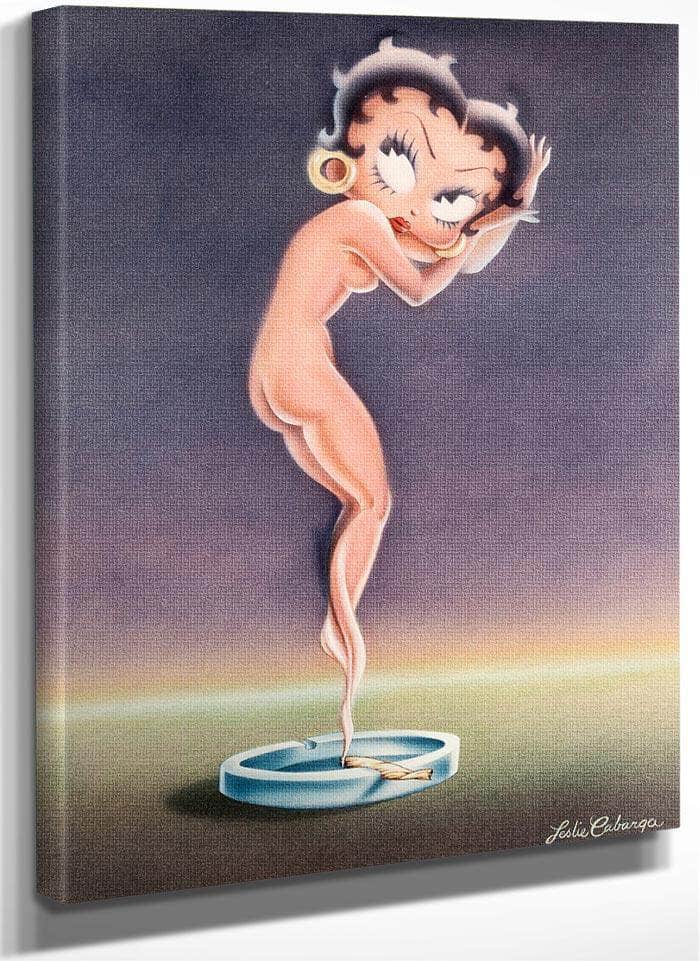 Betty Boop As A Cloud Of Smoke From A Marijuana Cigarette After Icart Circa 1980 By Louis Icart Fine Art Print
