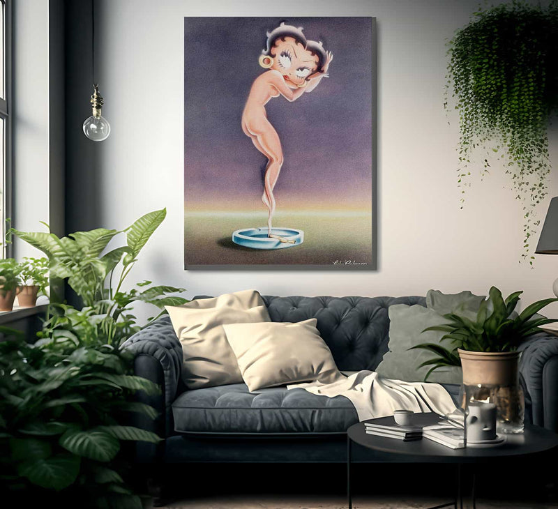 Betty Boop As A Cloud Of Smoke From A Marijuana Cigarette After Icart Circa 1980 By Louis Icart Fine Art Print
