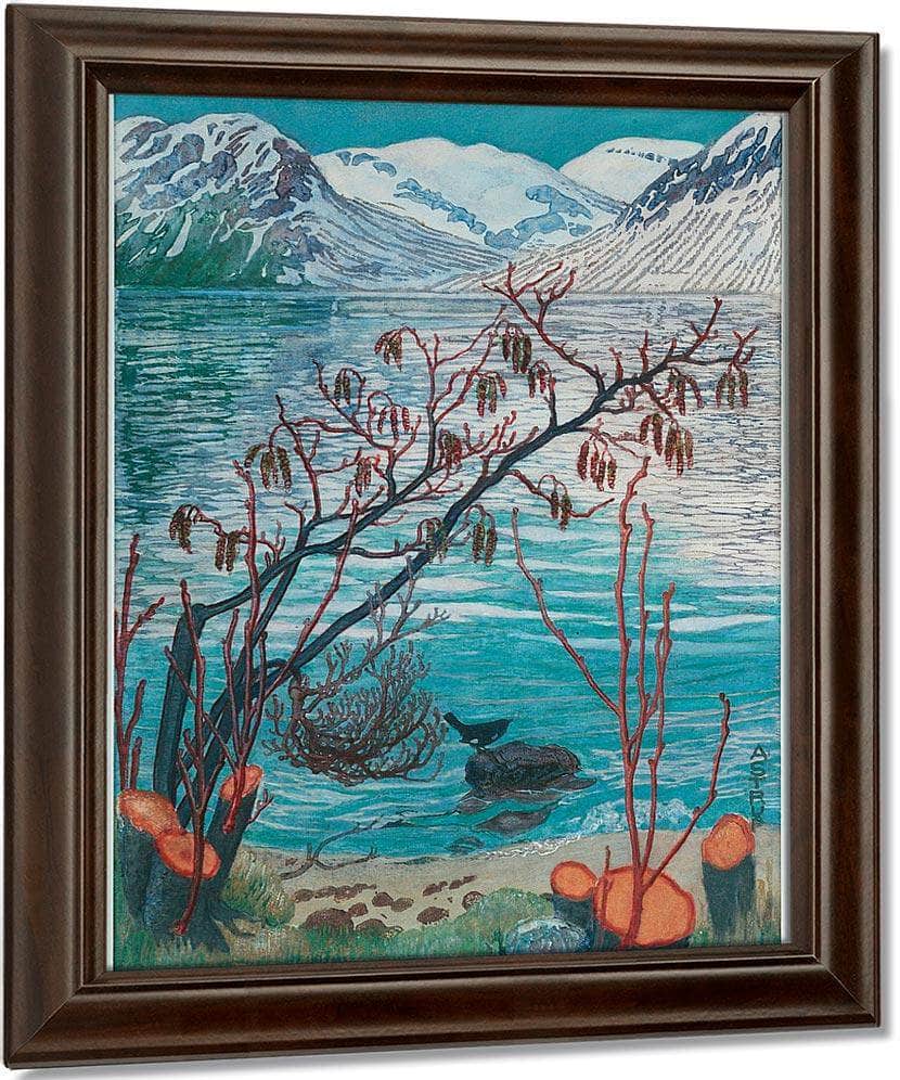 Bird On A Stone (Woodcut) By Nicolai Astrup Fine Art Print