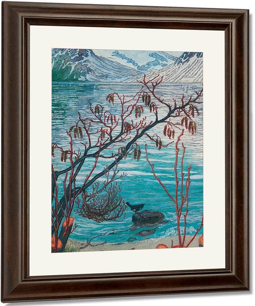Bird On A Stone (Woodcut) By Nicolai Astrup Fine Art Print