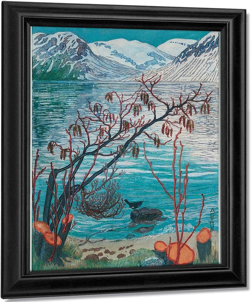 Bird On A Stone (Woodcut) By Nicolai Astrup Fine Art Print